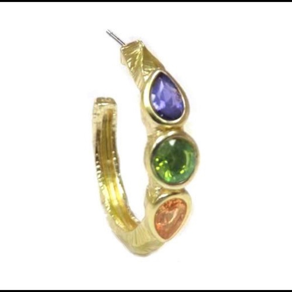 Byzantine Twist Matte Gold w/ Crystal Hoops, NWT-Boutique - Picture 7 of 9